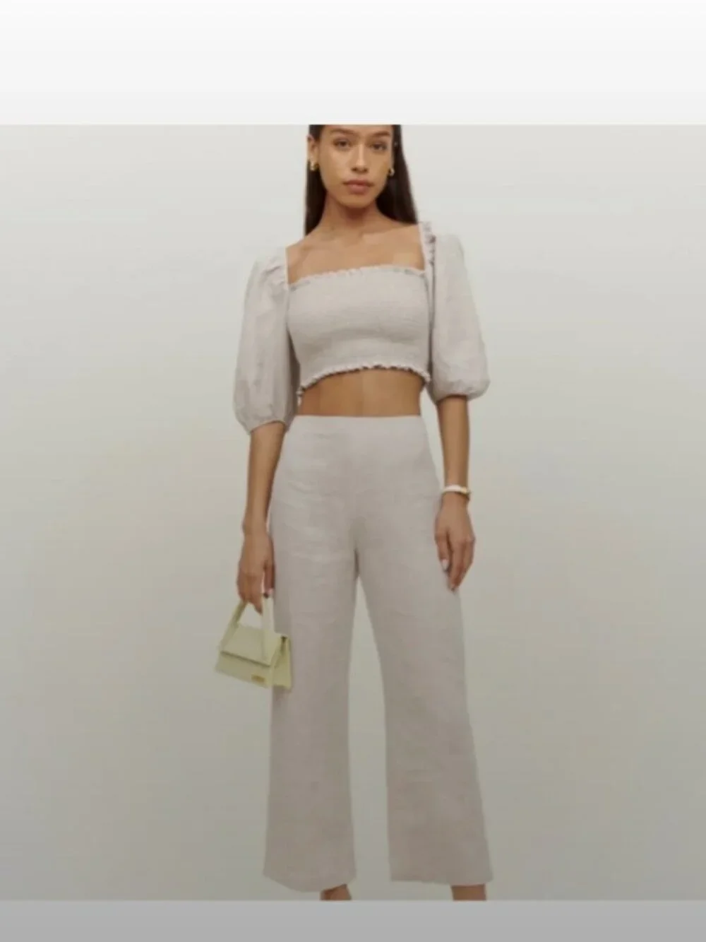 New Reformation Scarlett Linen Two Piece Set in Oatmeal womens size 0